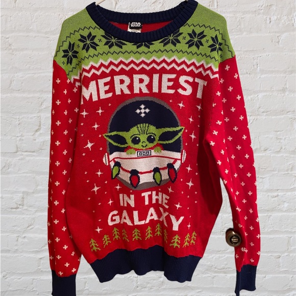 Star Wars Target Mens Ugly Christmas Sweater Mandalorian Baby Yoda